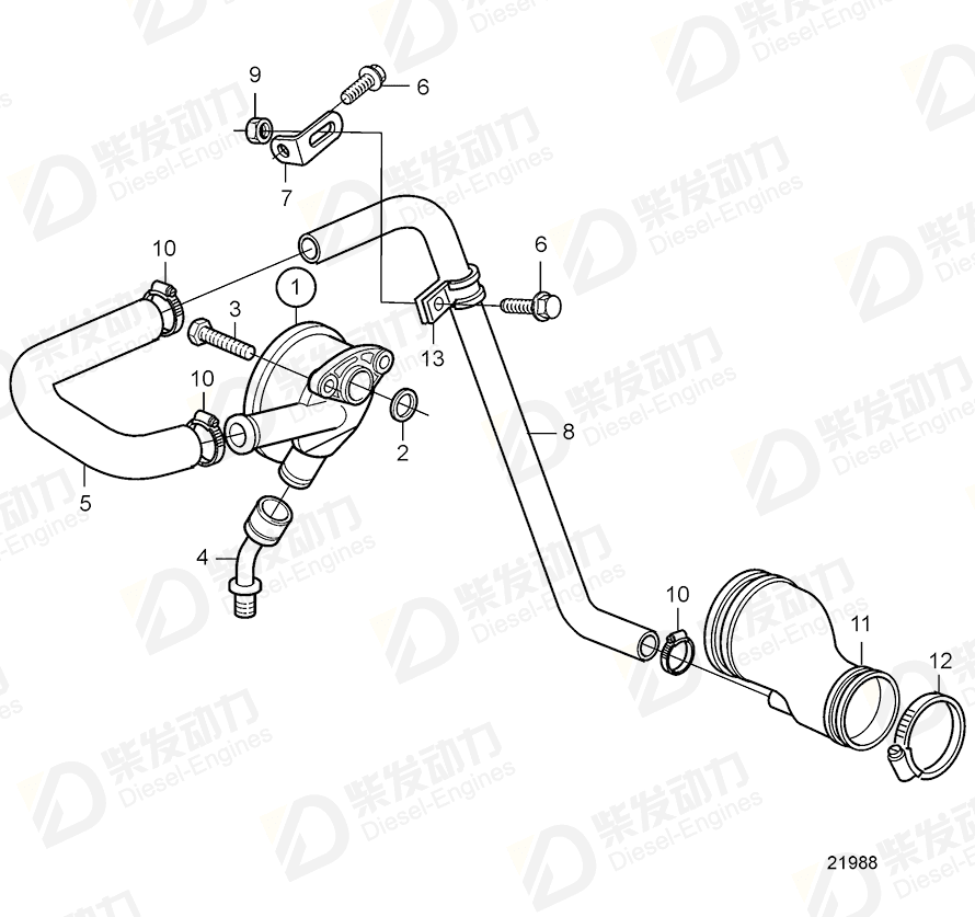 VOLVO Breather pipe 20405630 Drawing
